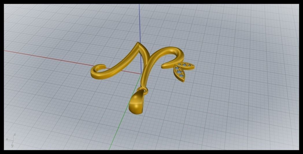 N Letter Leaf Style 3D print model_4