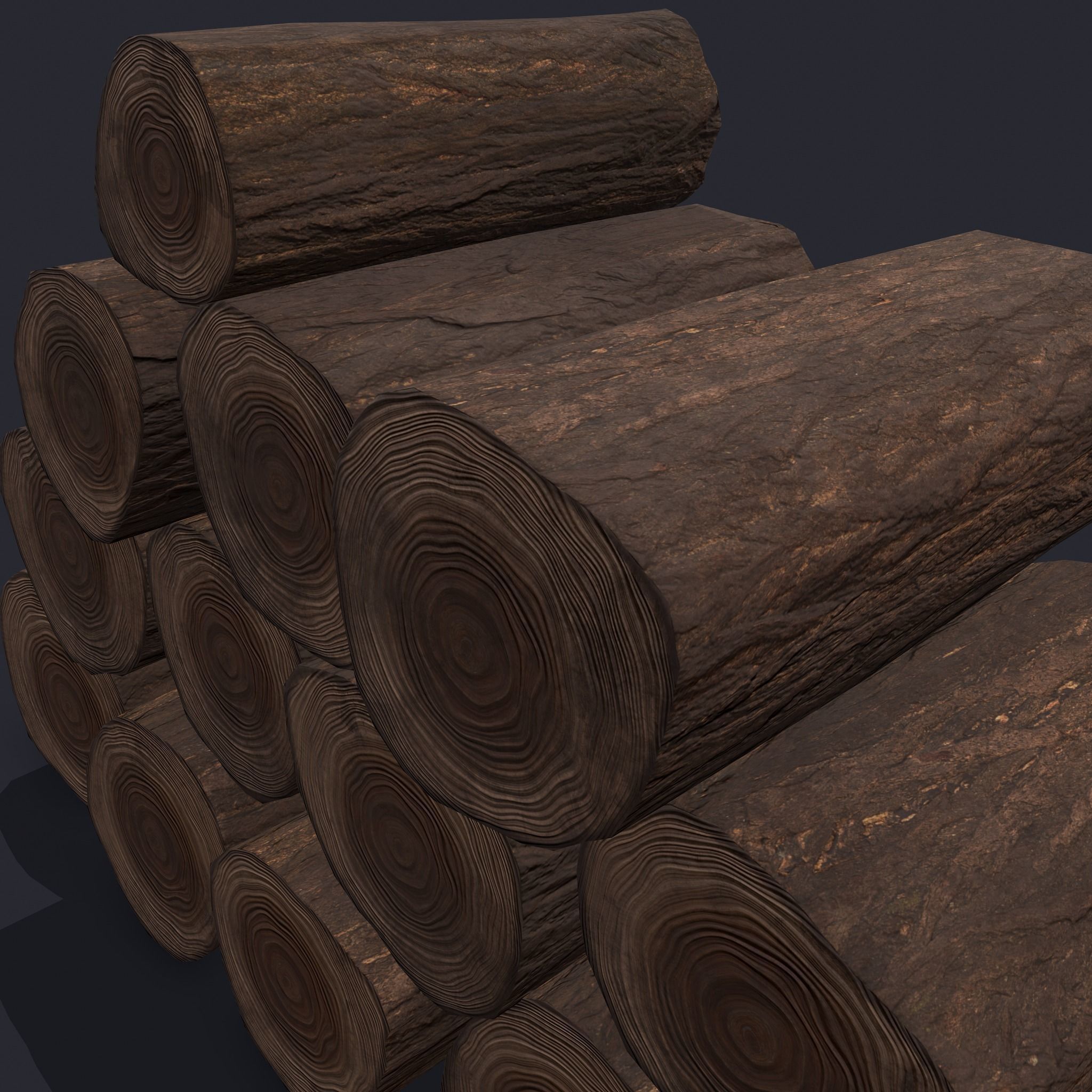 Wood Logs Stack Low-poly 3D model_16