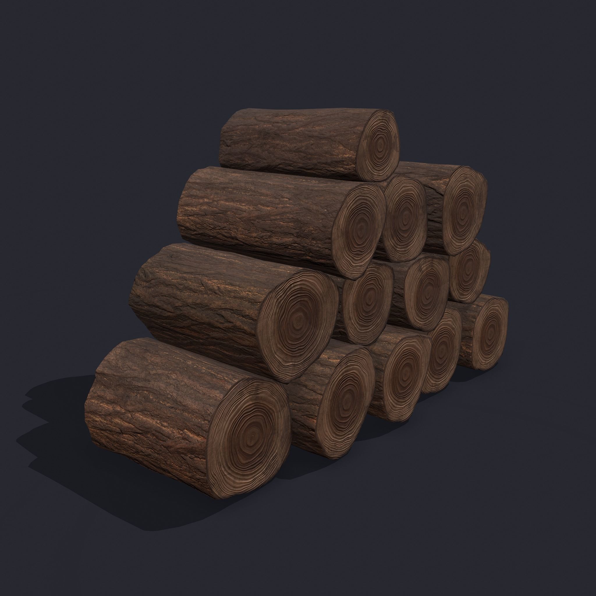 Wood Logs Stack Low-poly 3D model_4