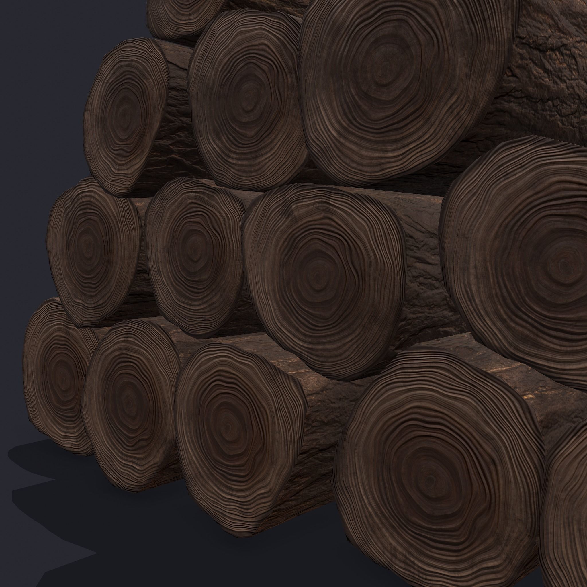 Wood Logs Stack Low-poly 3D model_17