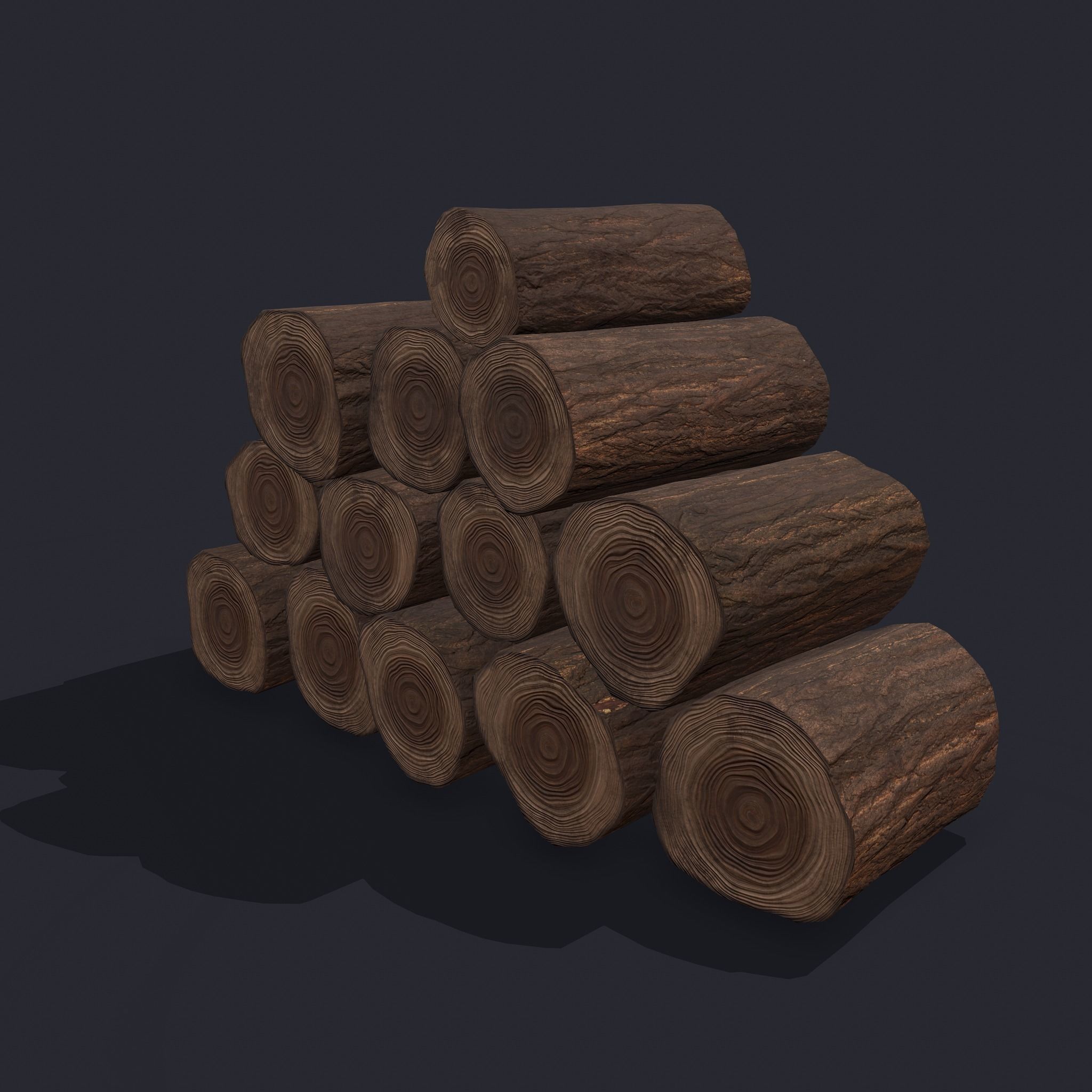 Wood Logs Stack Low-poly 3D model_10