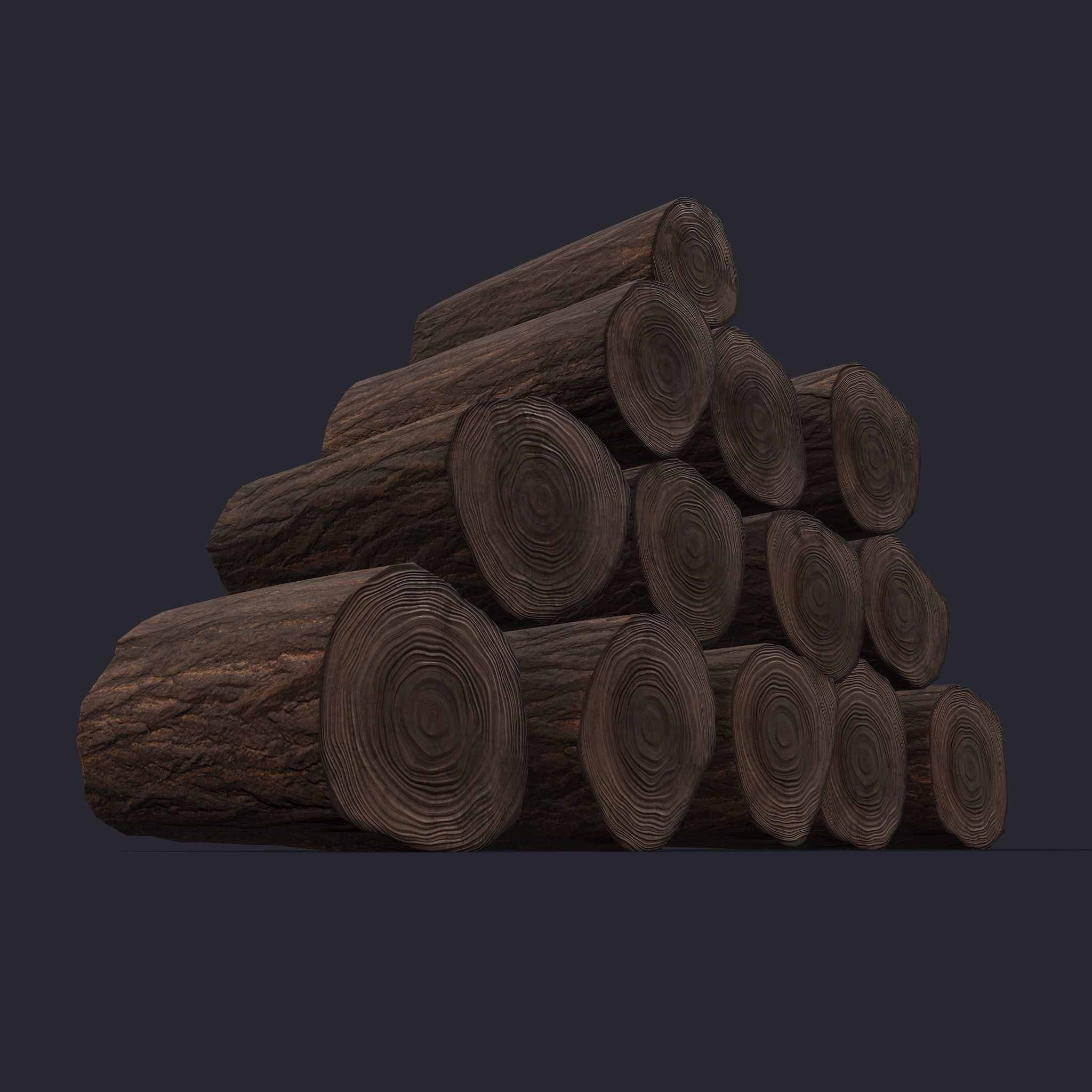 Wood Logs Stack Low-poly 3D model_11