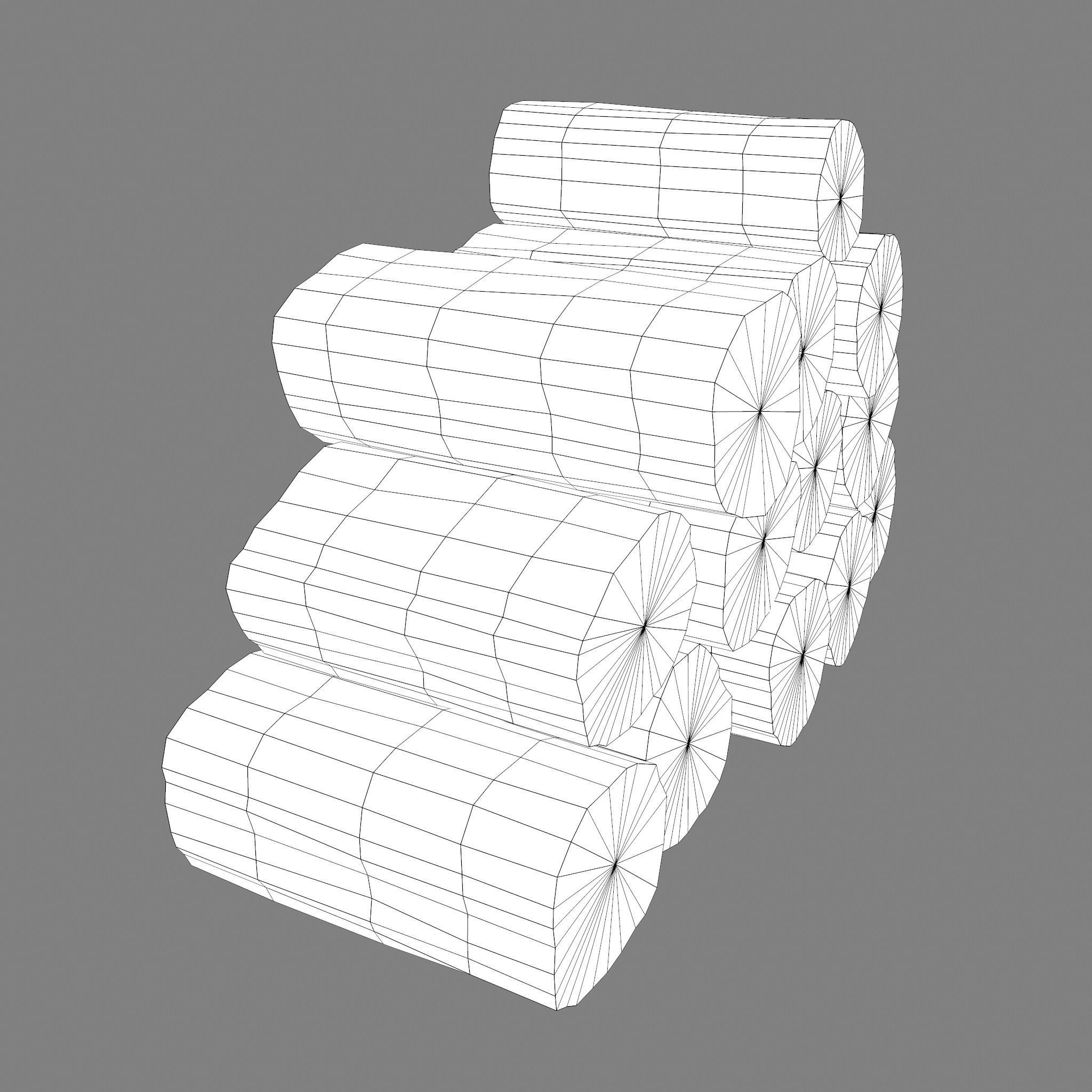 Wood Logs Stack Low-poly 3D model_33