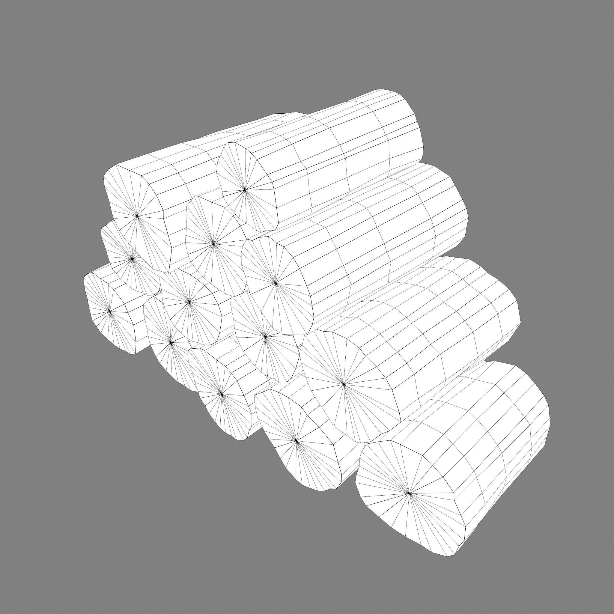 Wood Logs Stack Low-poly 3D model_23