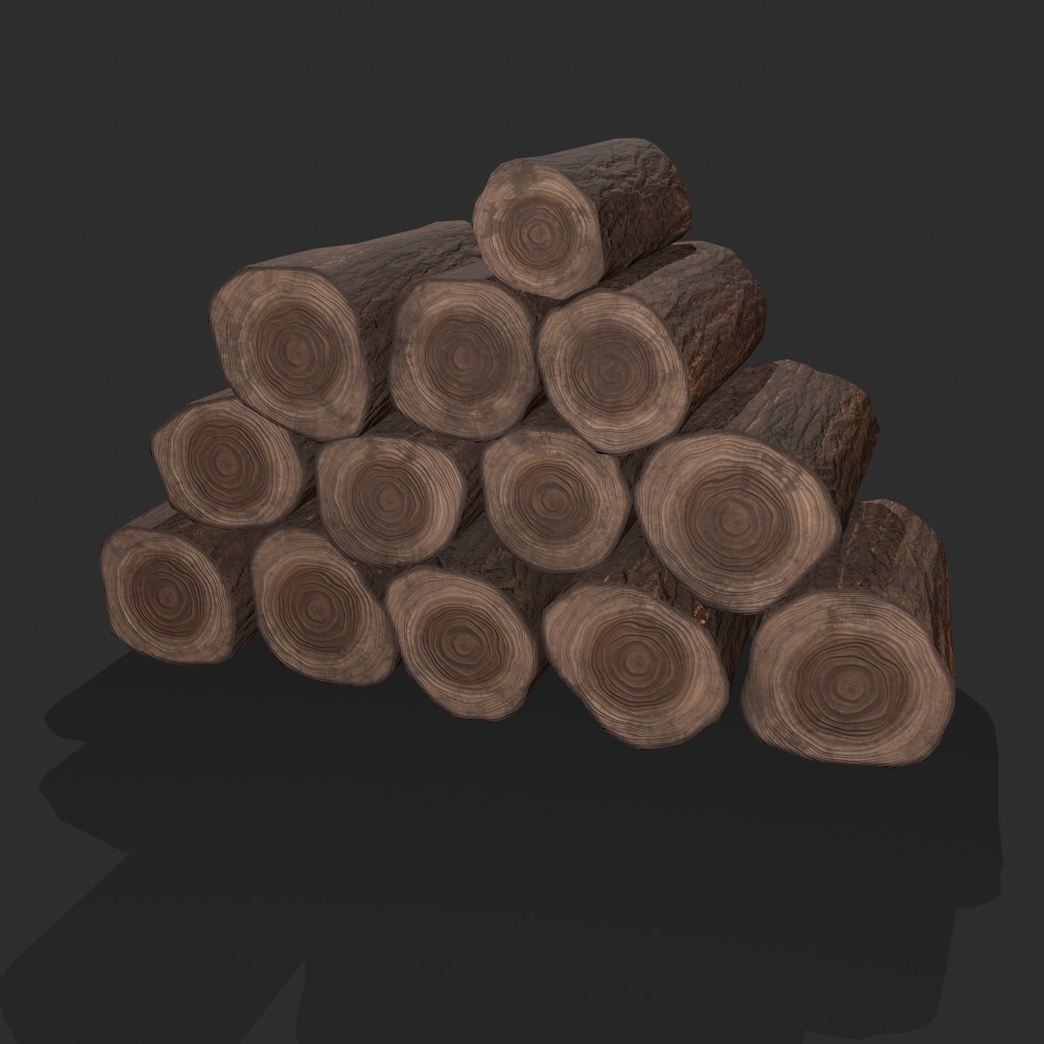 Wood Logs Stack Low-poly 3D model_2