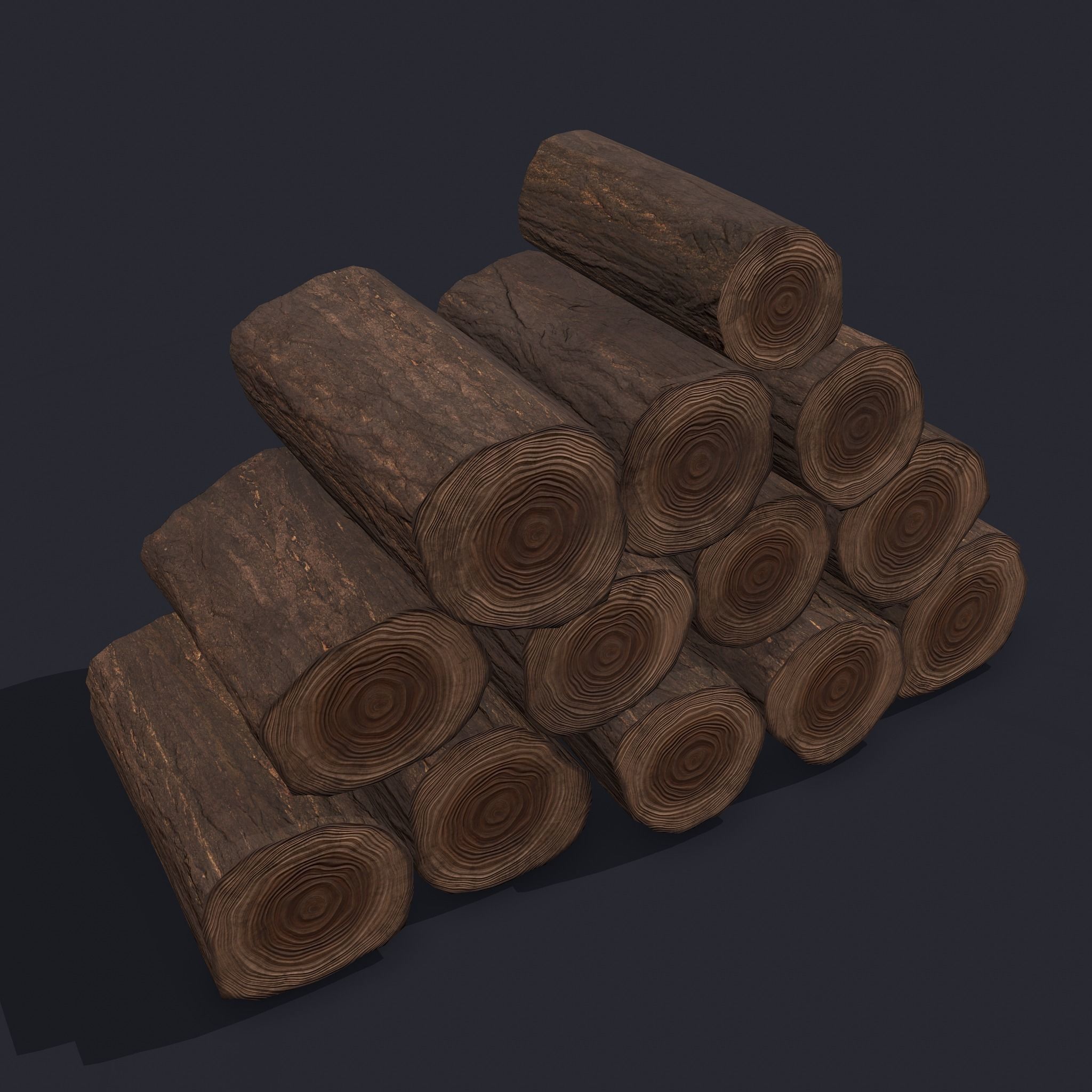Wood Logs Stack Low-poly 3D model_20