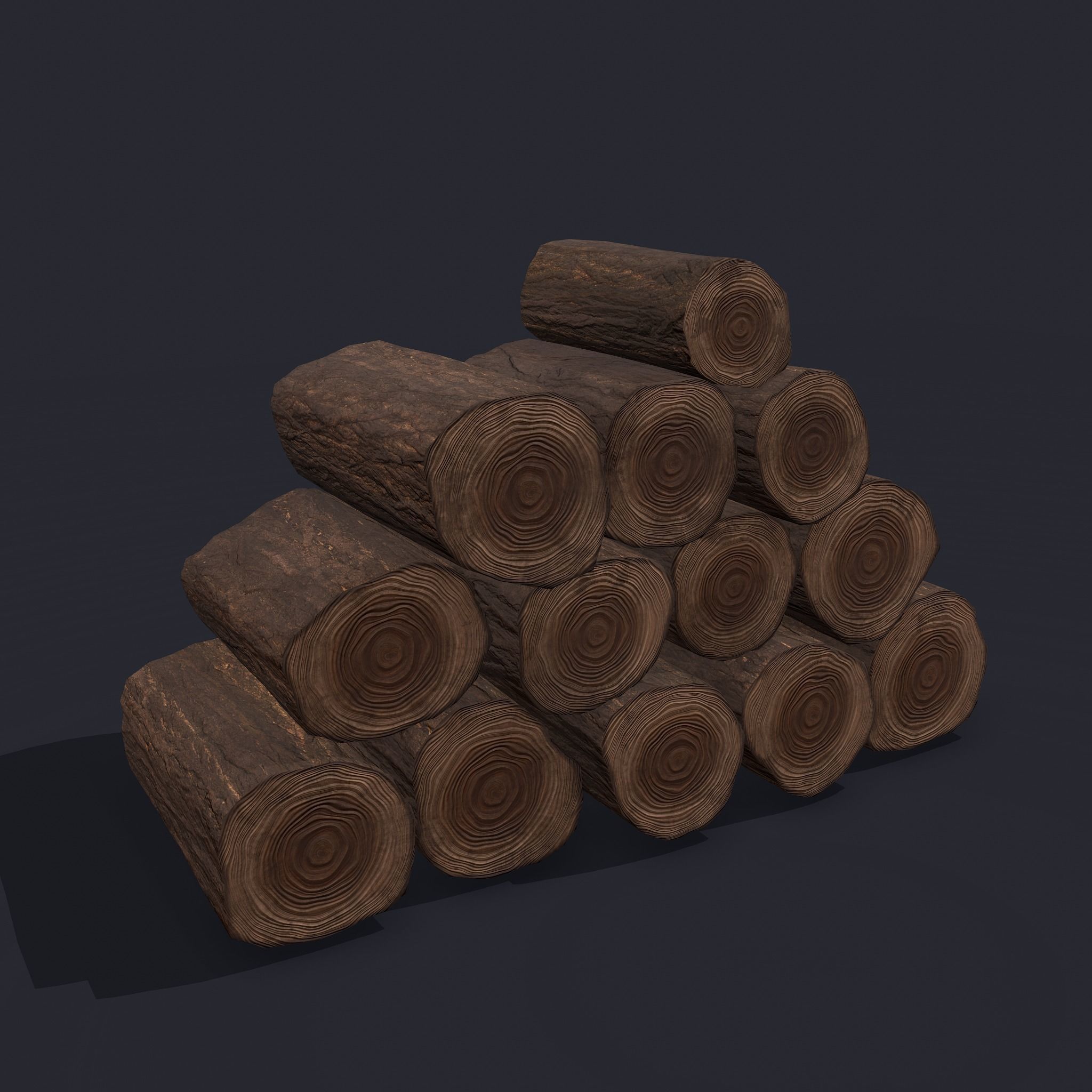 Wood Logs Stack Low-poly 3D model_5