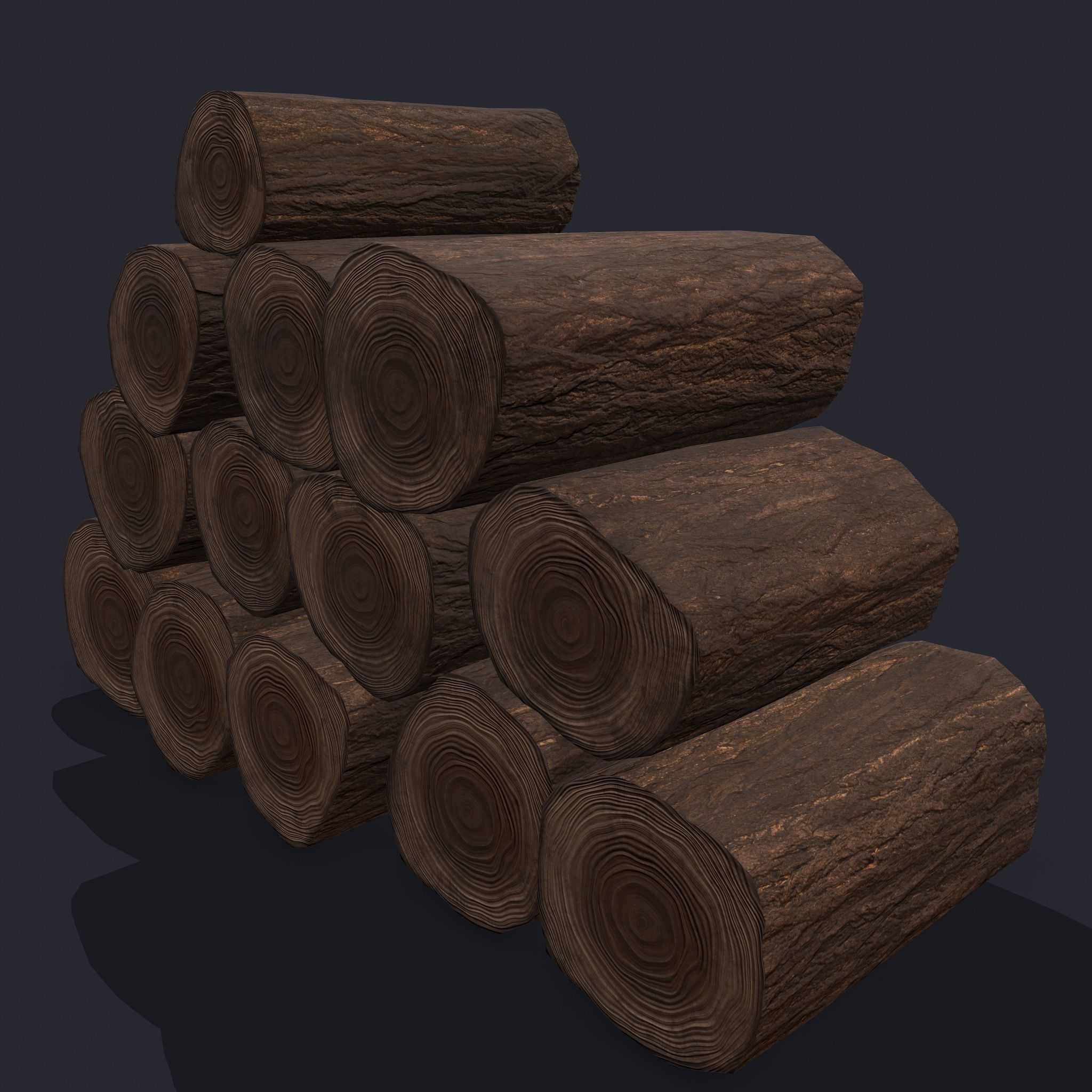 Wood Logs Stack Low-poly 3D model_15