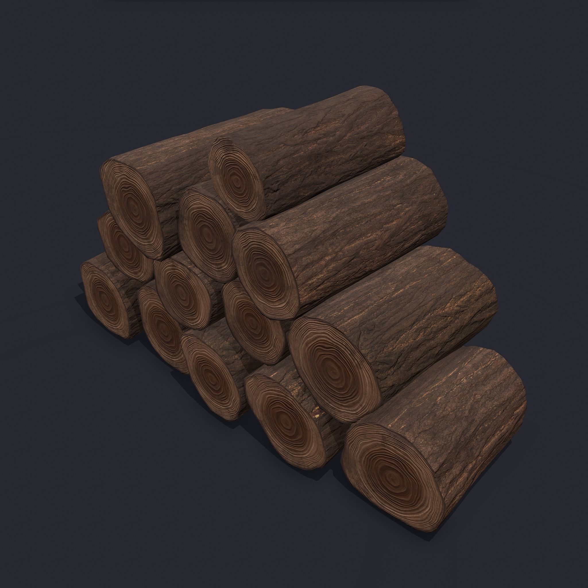 Wood Logs Stack Low-poly 3D model_22