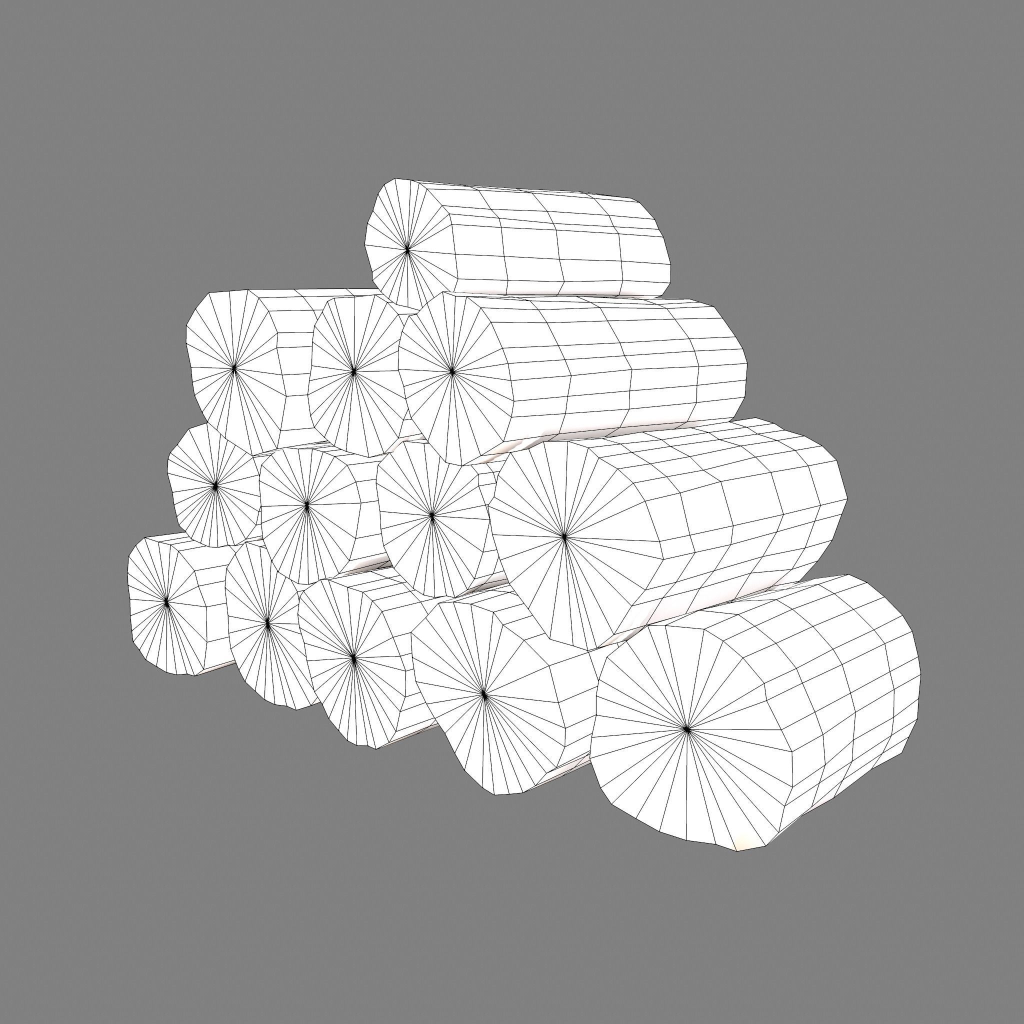 Wood Logs Stack Low-poly 3D model_26