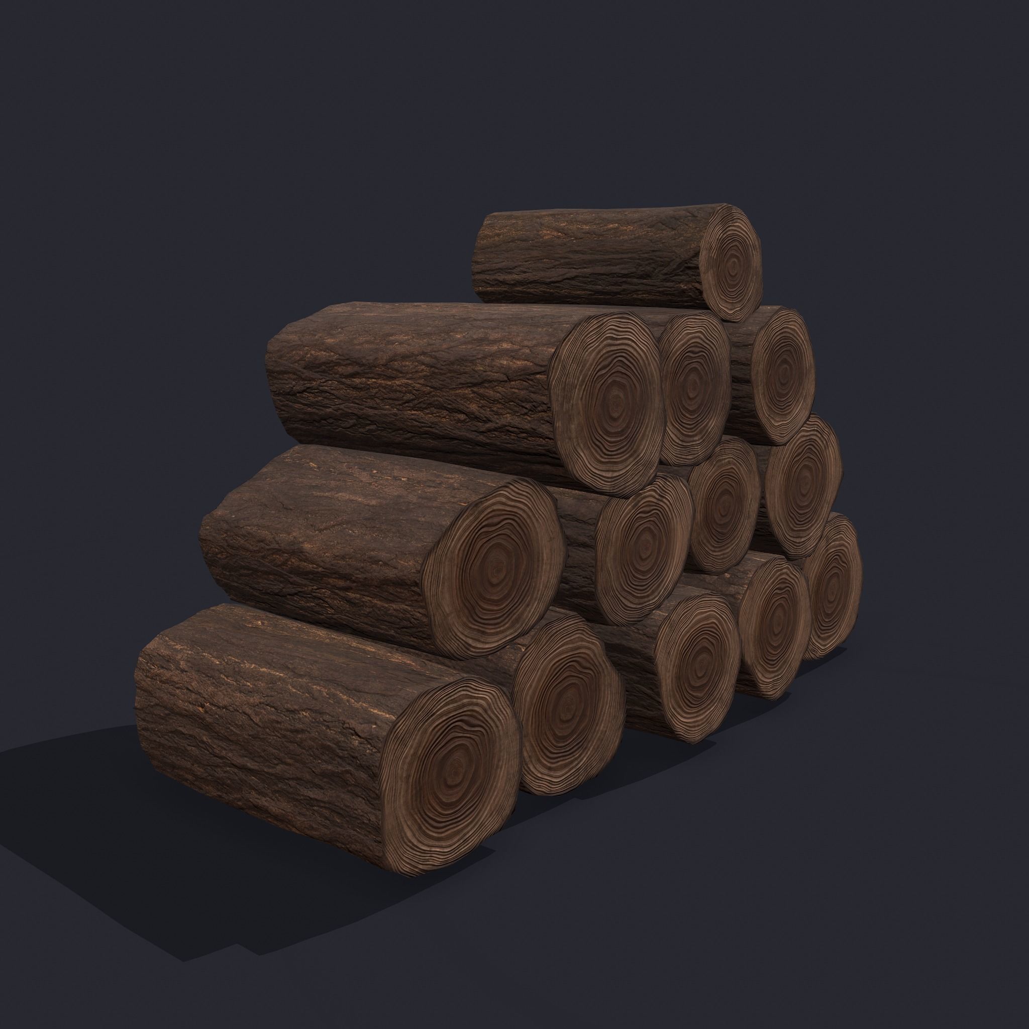 Wood Logs Stack Low-poly 3D model_18