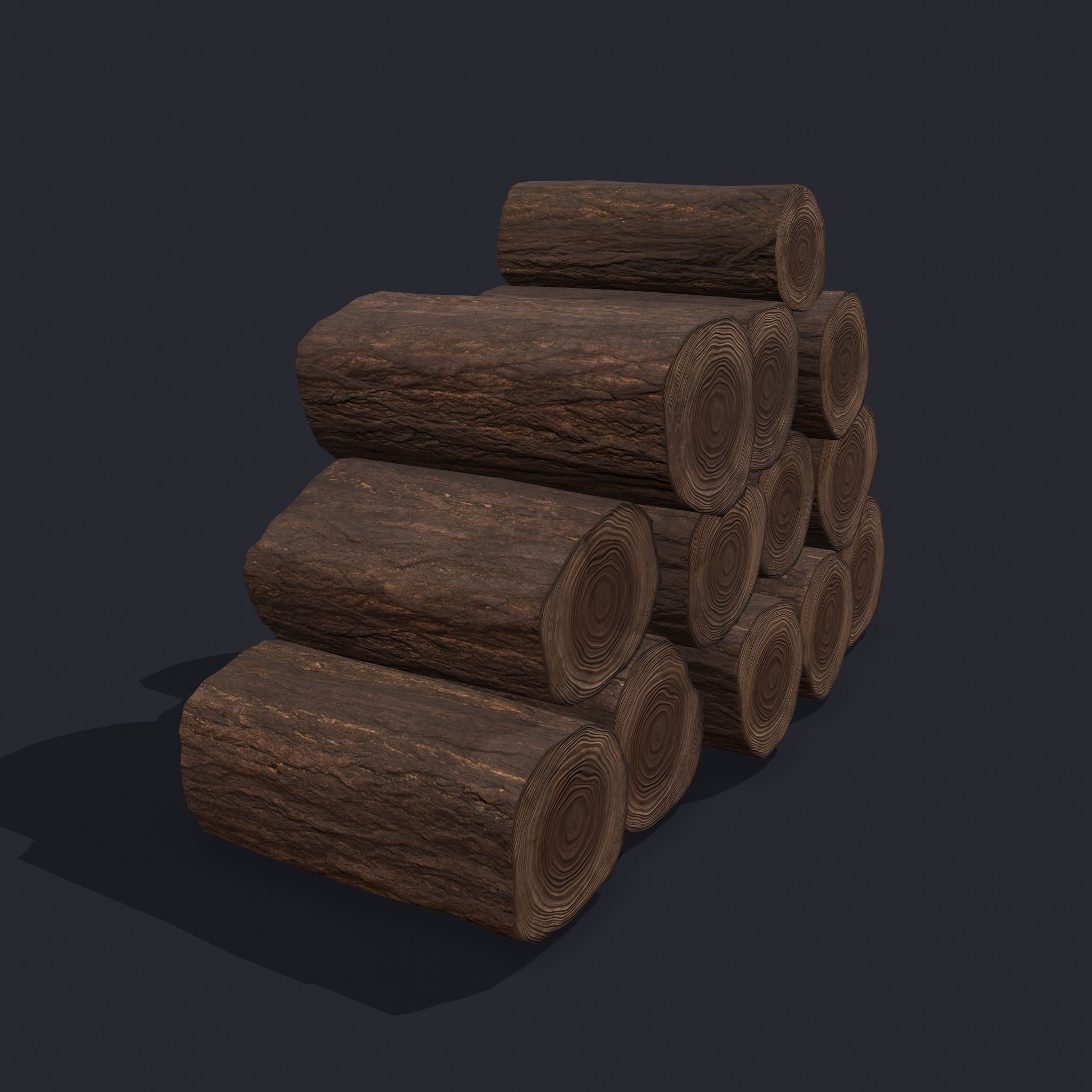 Wood Logs Stack Low-poly 3D model_7