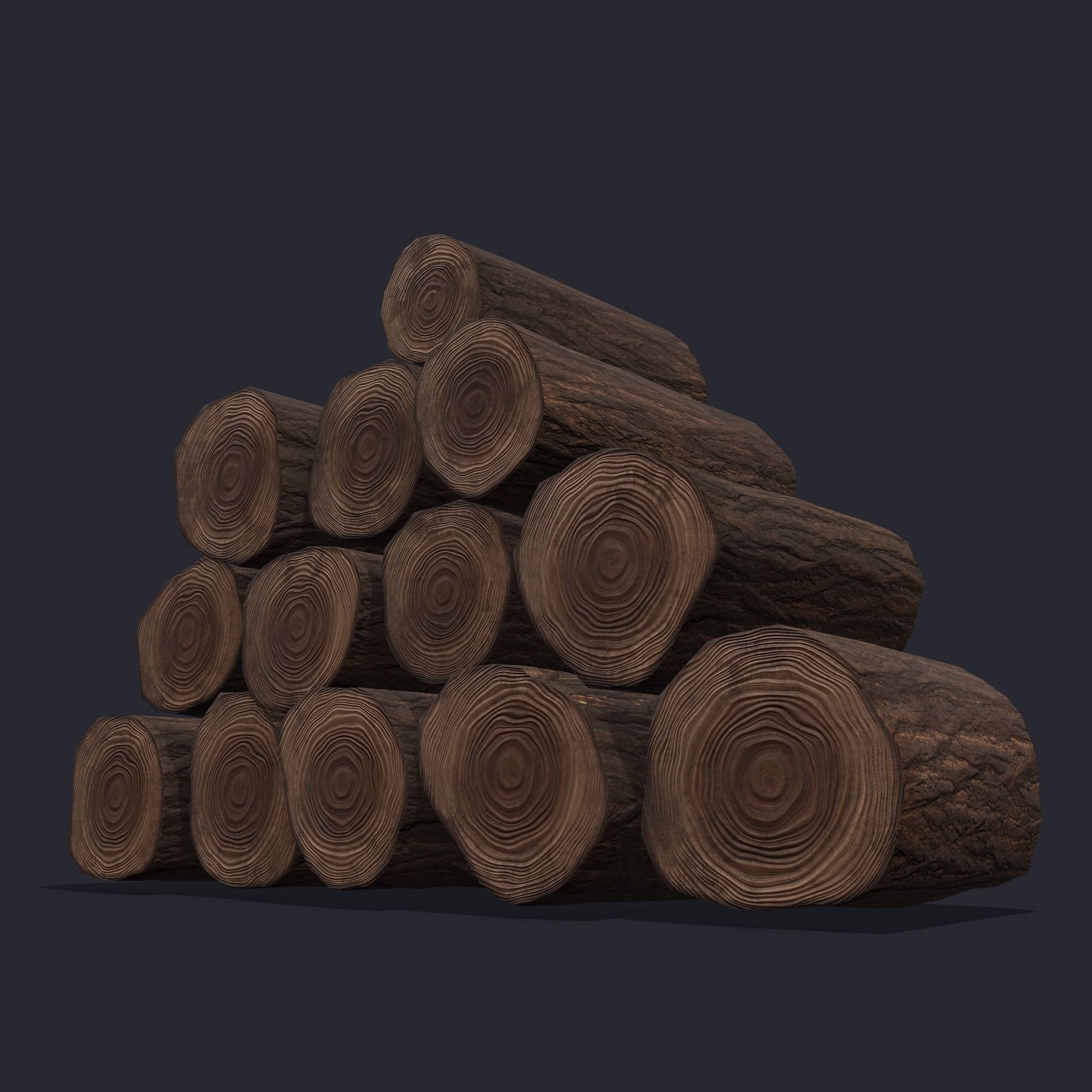Wood Logs Stack Low-poly 3D model_21