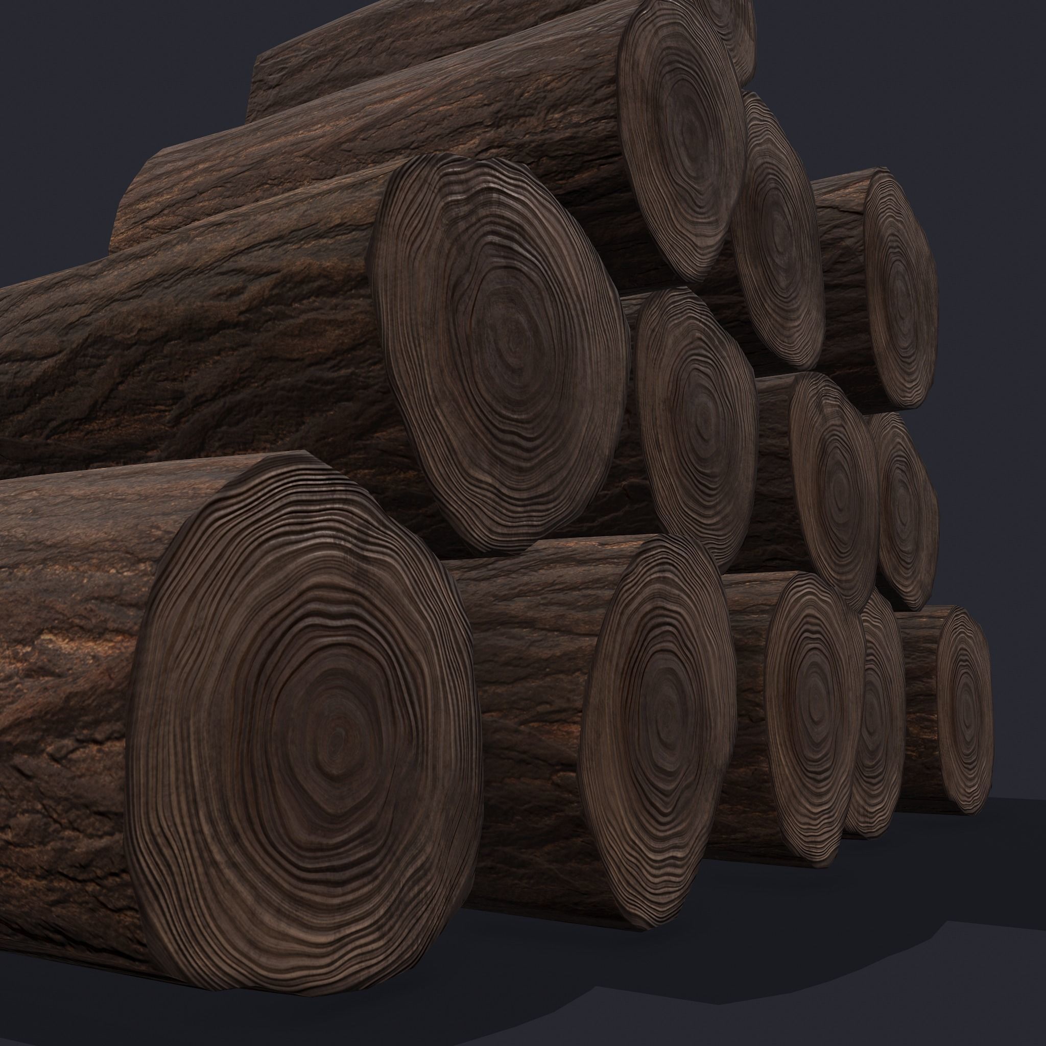Wood Logs Stack Low-poly 3D model_14