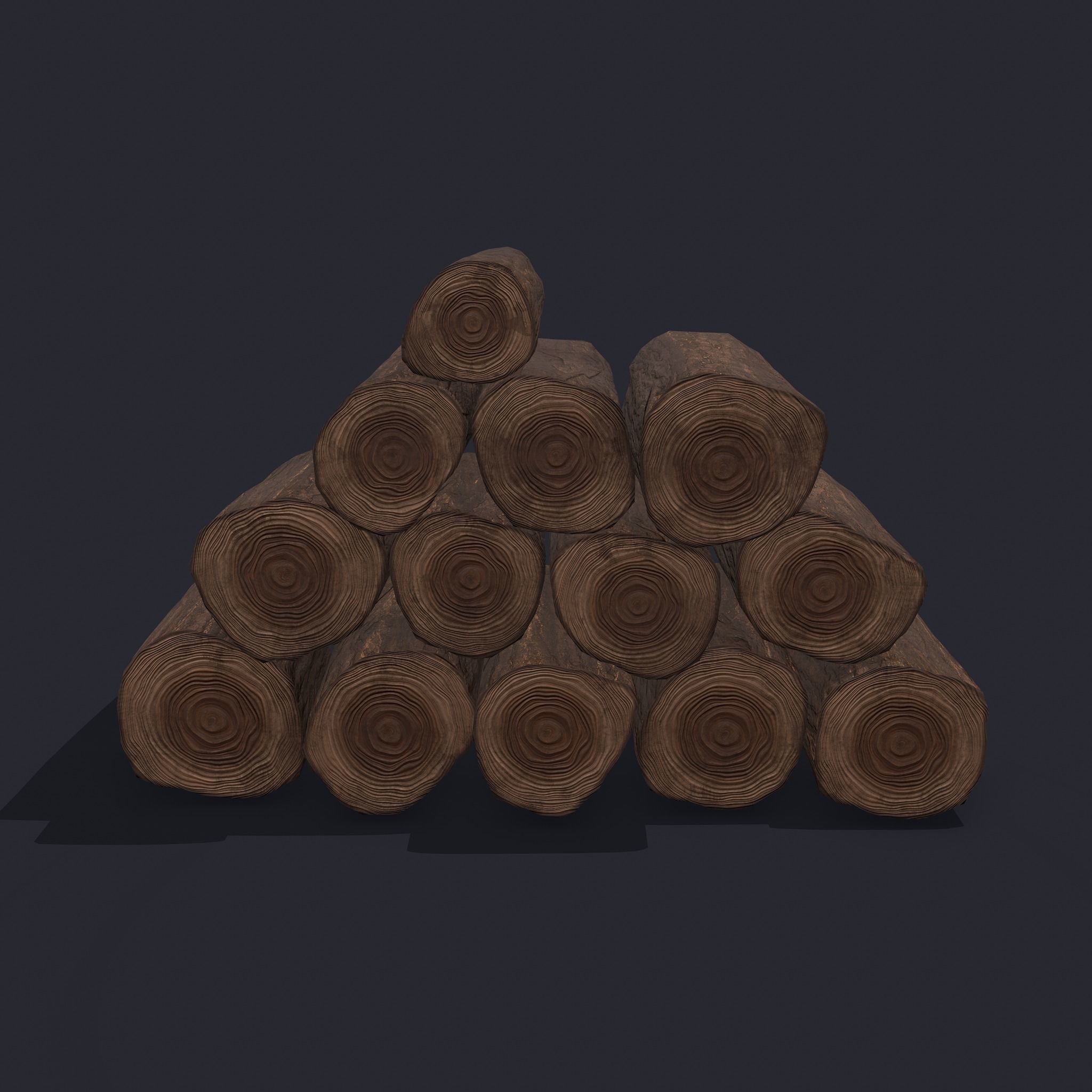 Wood Logs Stack Low-poly 3D model_8