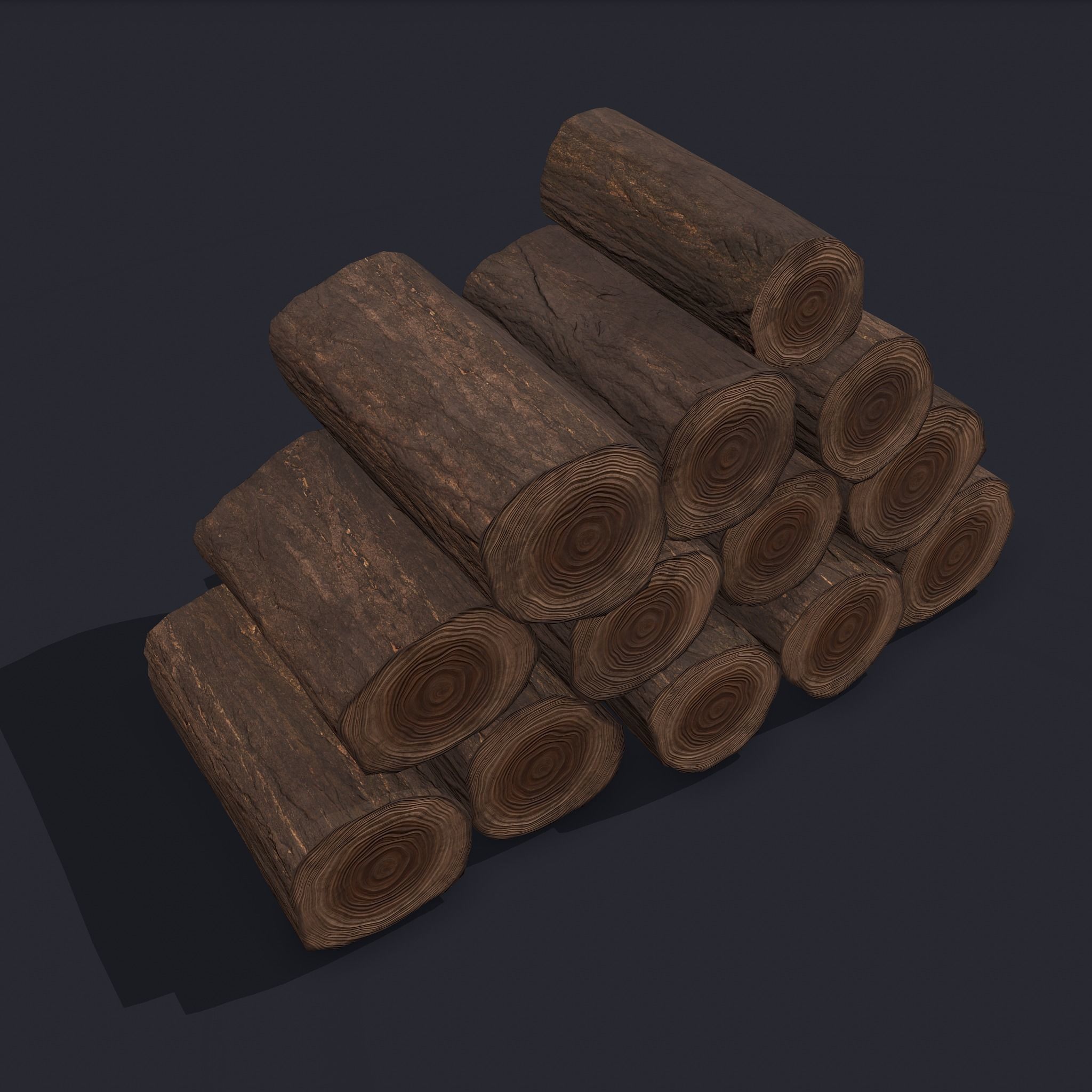 Wood Logs Stack Low-poly 3D model_13