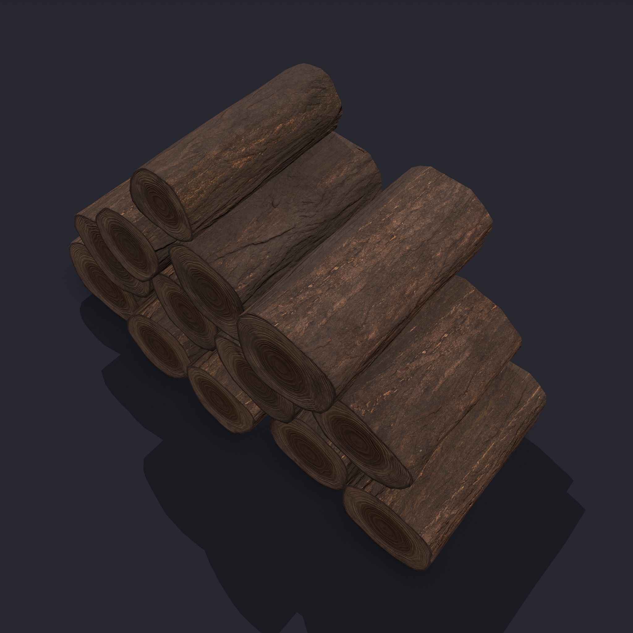 Wood Logs Stack Low-poly 3D model_19