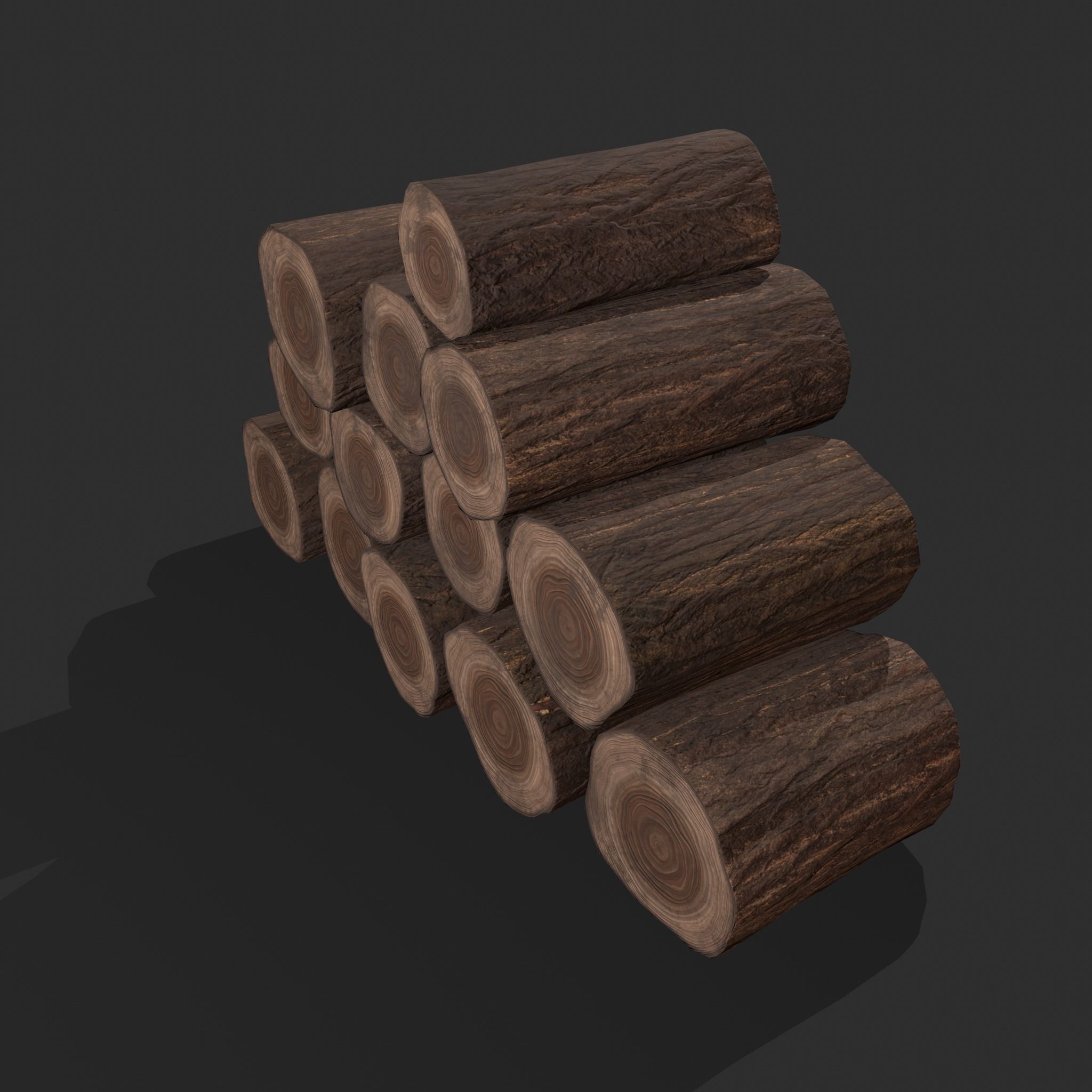 Wood Logs Stack Low-poly 3D model_0