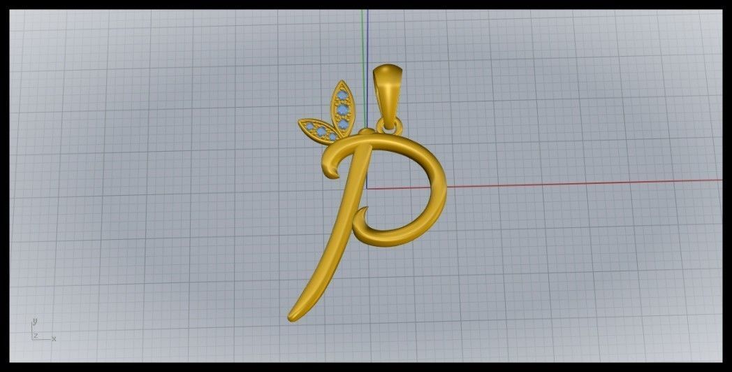 P Letter Leaf Style 3D print model_7