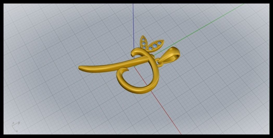 P Letter Leaf Style 3D print model_6