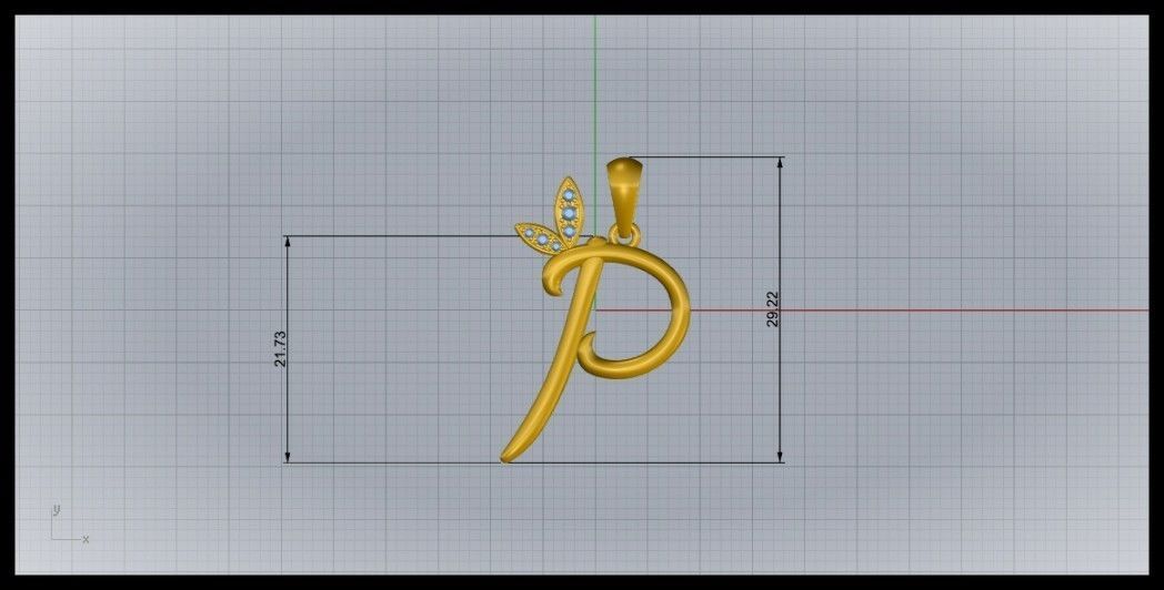 P Letter Leaf Style 3D print model_8