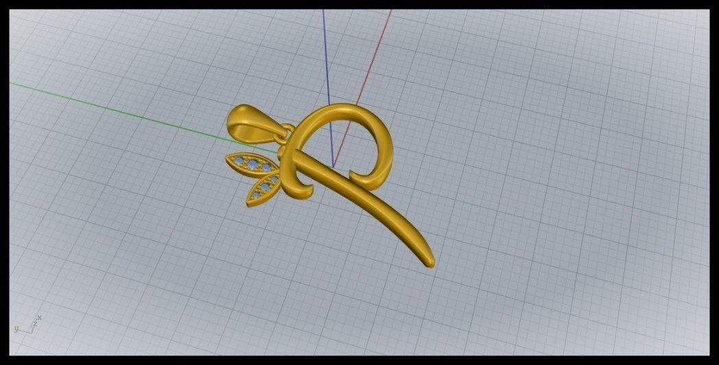 P Letter Leaf Style 3D print model_3