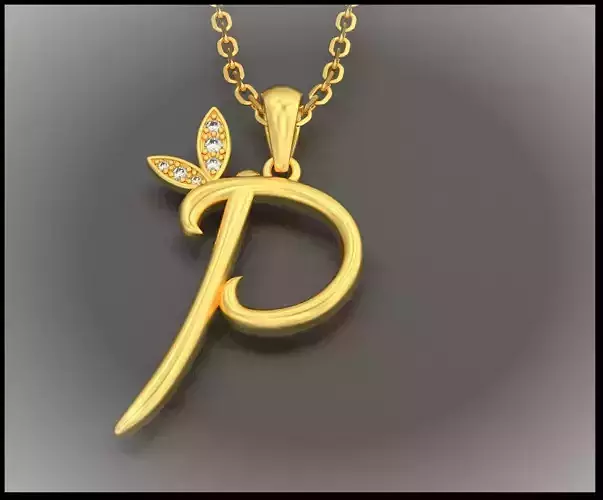 P Letter Leaf Style 3D print model