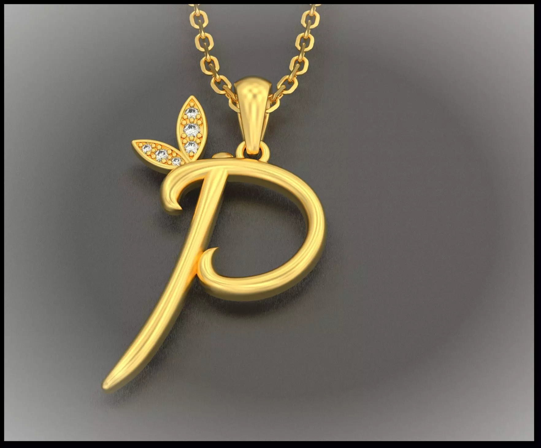 P Letter Leaf Style 3D print model_0