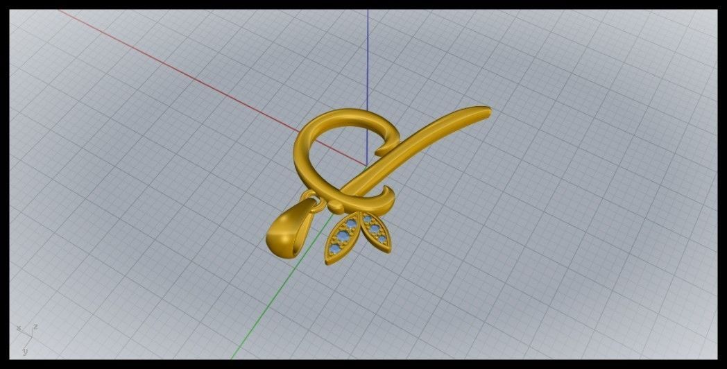 P Letter Leaf Style 3D print model_4