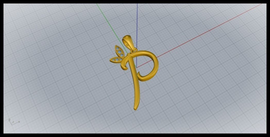 P Letter Leaf Style 3D print model_5