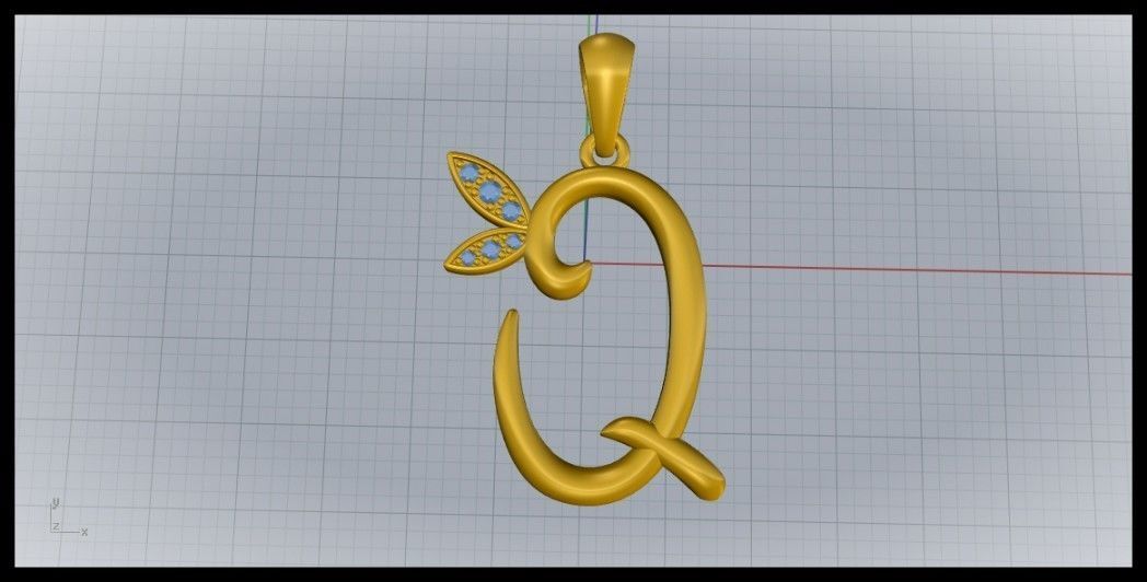 Q Letter Leaf Style 3D print model_7