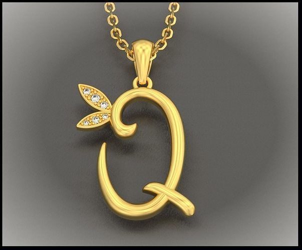 Q Letter Leaf Style 3D print model