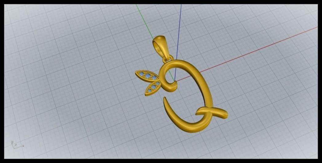 Q Letter Leaf Style 3D print model_5