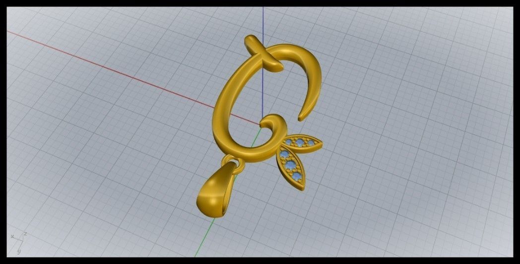 Q Letter Leaf Style 3D print model_4