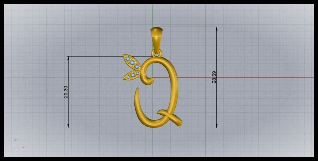 Q Letter Leaf Style 3D print model_8