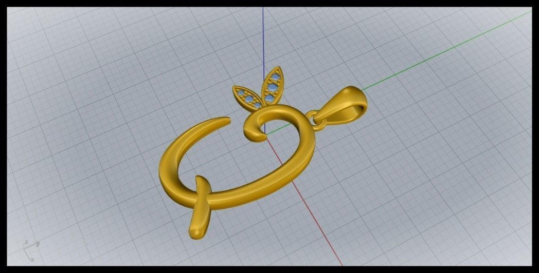 Q Letter Leaf Style 3D print model_6