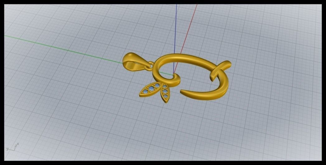 Q Letter Leaf Style 3D print model_3