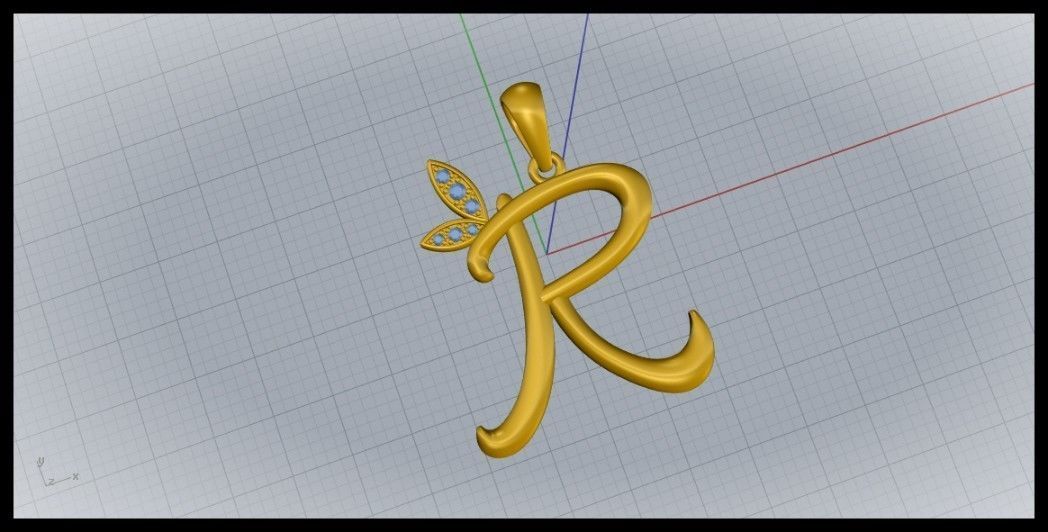 R Letter Leaf Style 3D print model_5