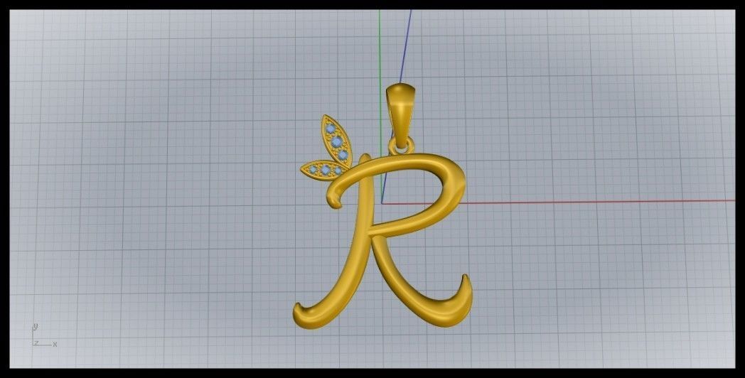 R Letter Leaf Style 3D print model_7