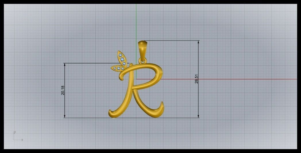 R Letter Leaf Style 3D print model_8