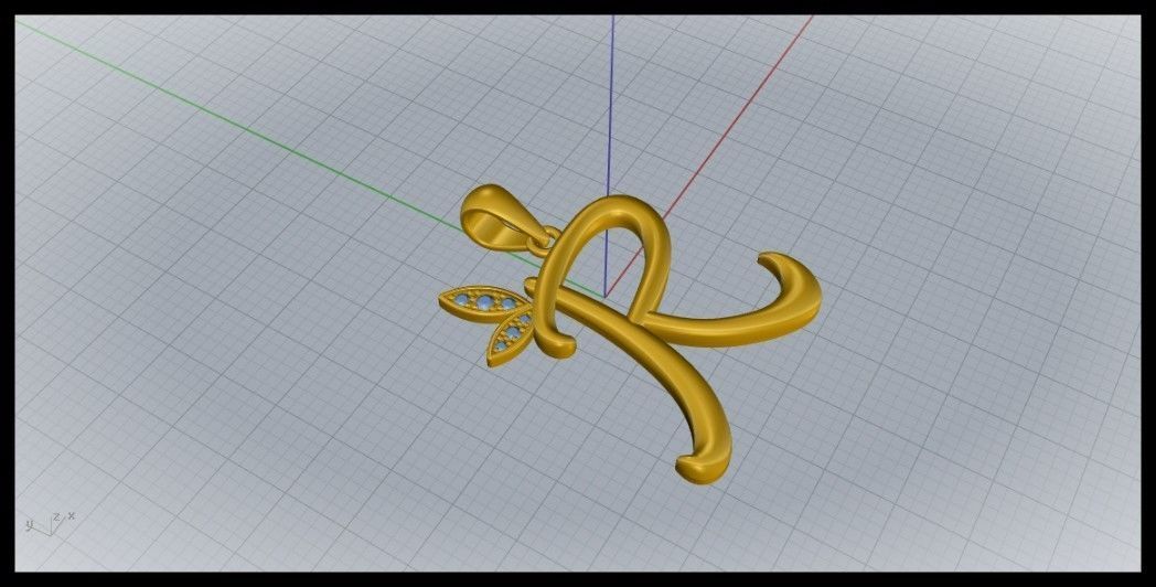 R Letter Leaf Style 3D print model_3