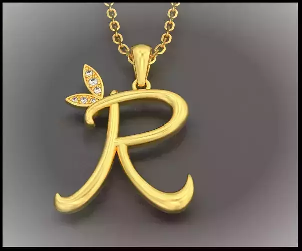 R Letter Leaf Style 3D print model
