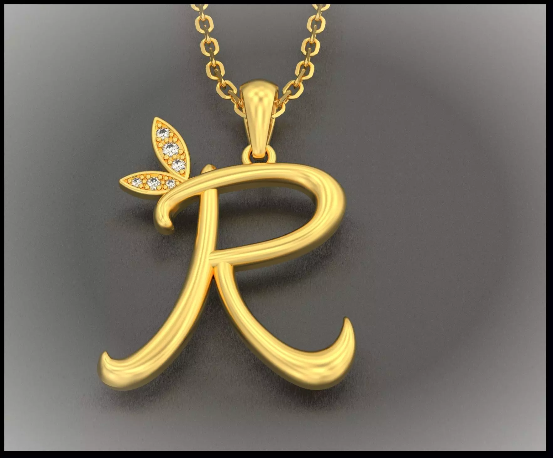 R Letter Leaf Style 3D print model_0