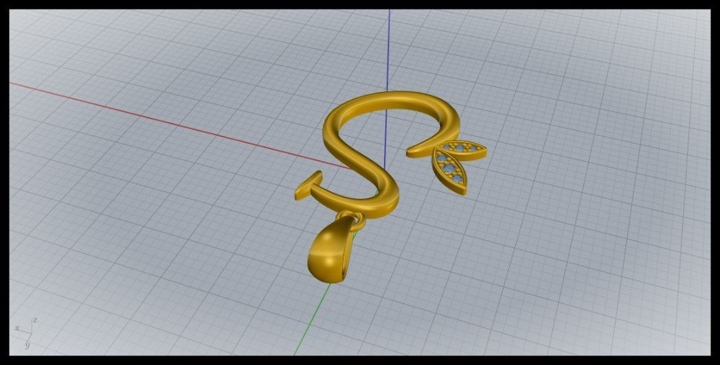 S Letter Leaf Style 3D print model_4