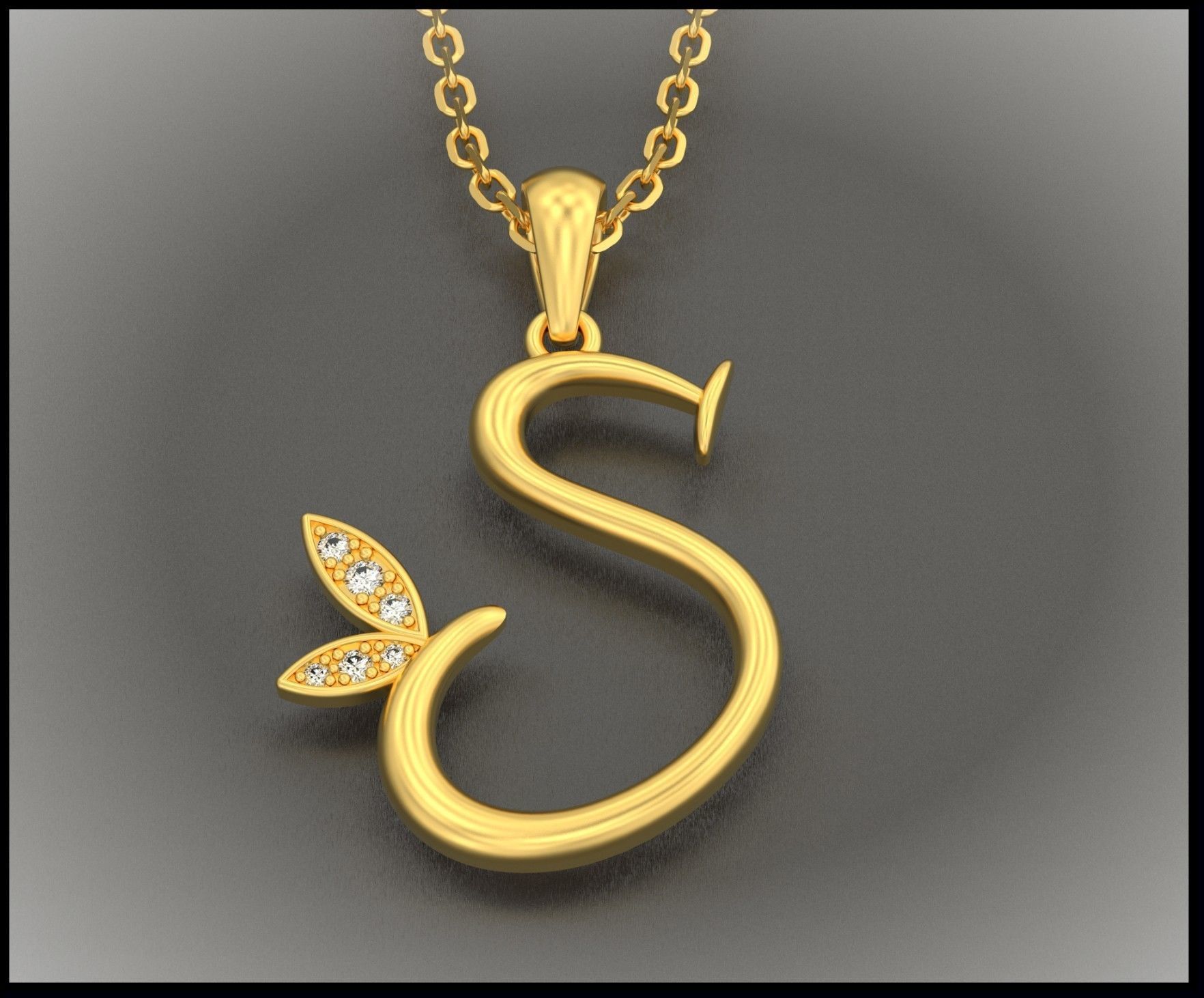 S Letter Leaf Style 3D print model_0