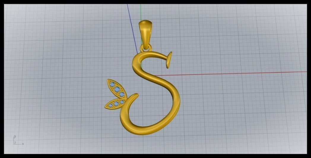 S Letter Leaf Style 3D print model_7
