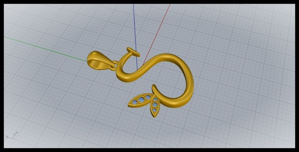 S Letter Leaf Style 3D print model_3