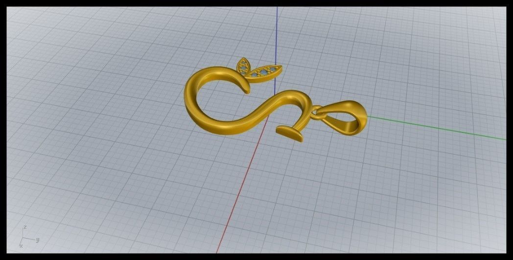 S Letter Leaf Style 3D print model_6