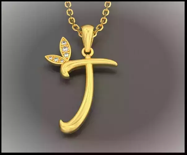 T Letter Leaf Style 3D print model