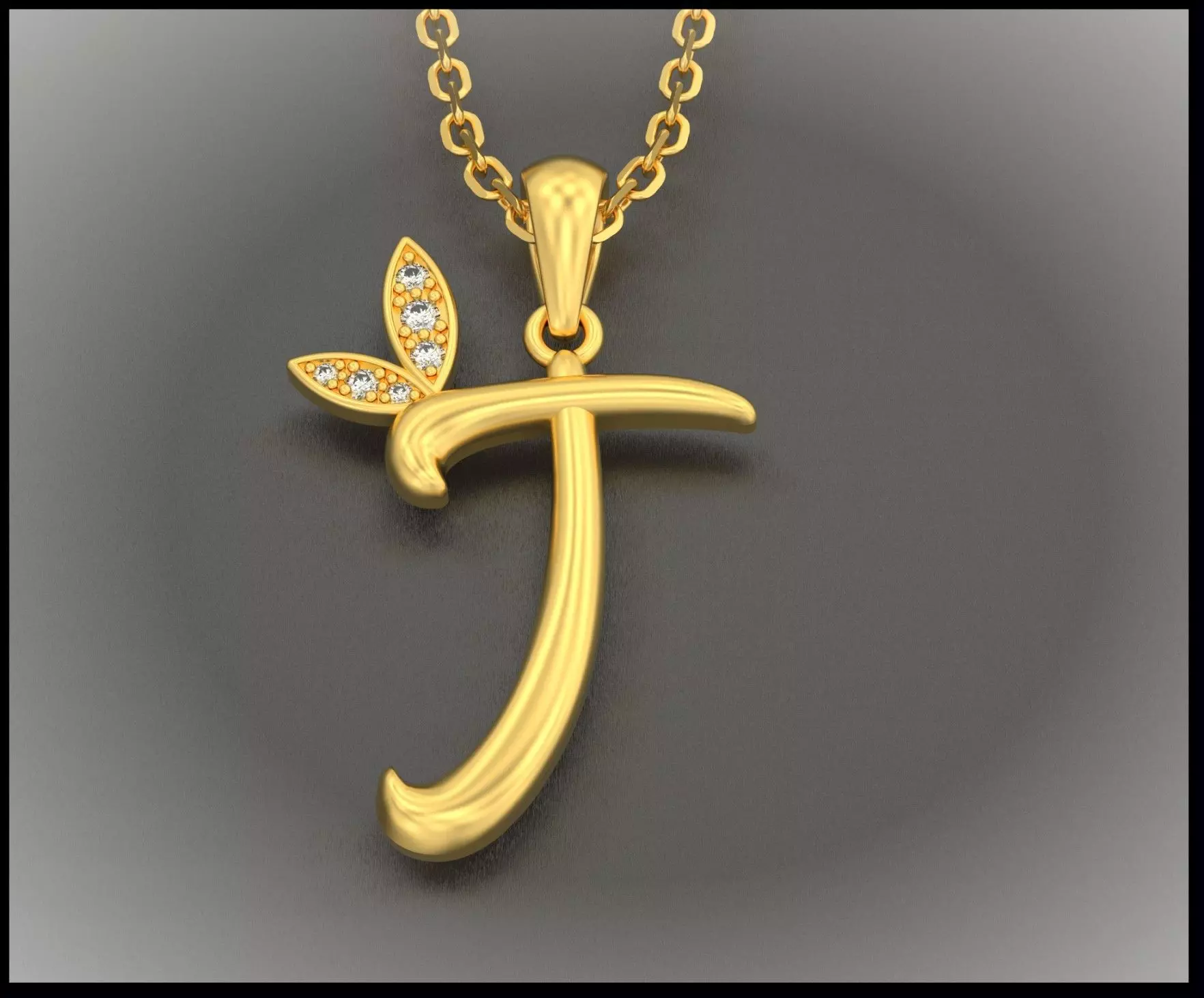 T Letter Leaf Style 3D print model_0